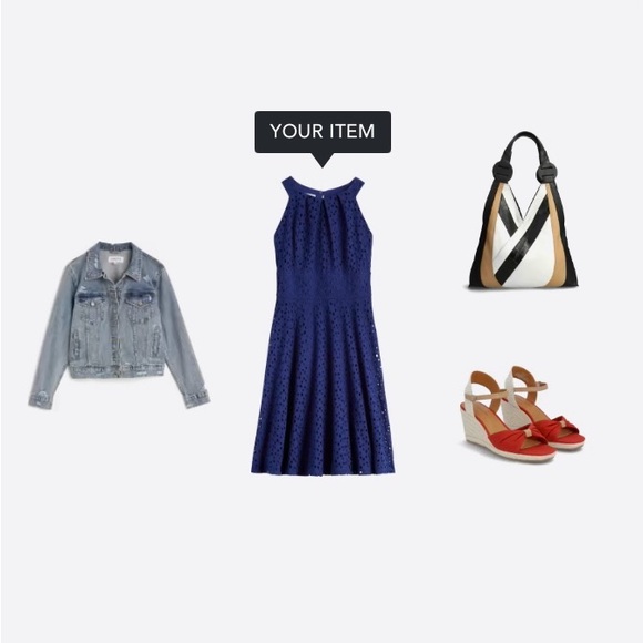 LONDON TIMES Ahleya Eyelet Dress | 6P | Blue - Picture 5 of 6